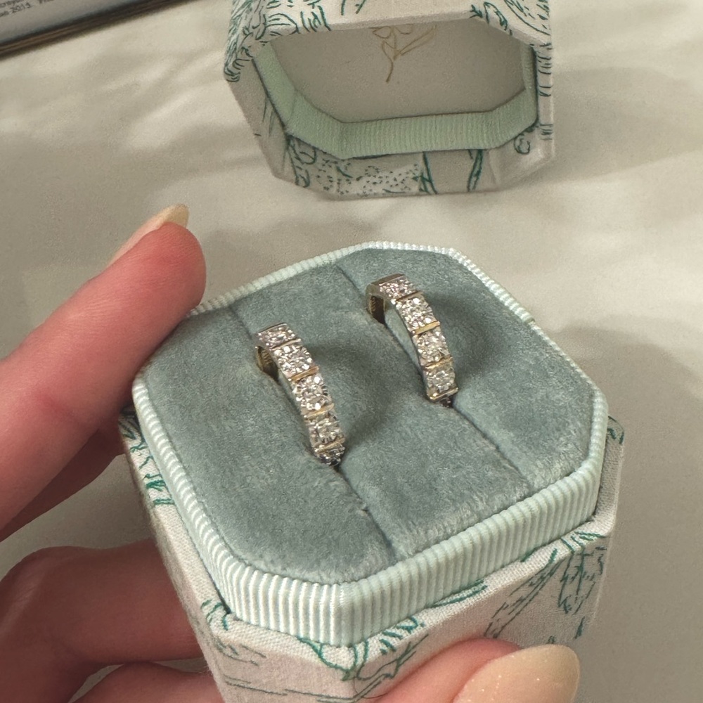 Yellow Gold and LG Diamond Hoop Earrings